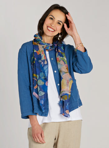 Linen Cropped Collarless Jacket FINAL SALE (No Returns)