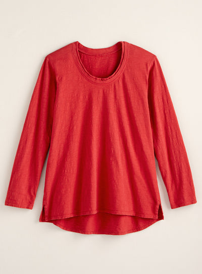 Classic Cotton High-Low Top - Slub Knit Solid FINAL SALE (No Returns)