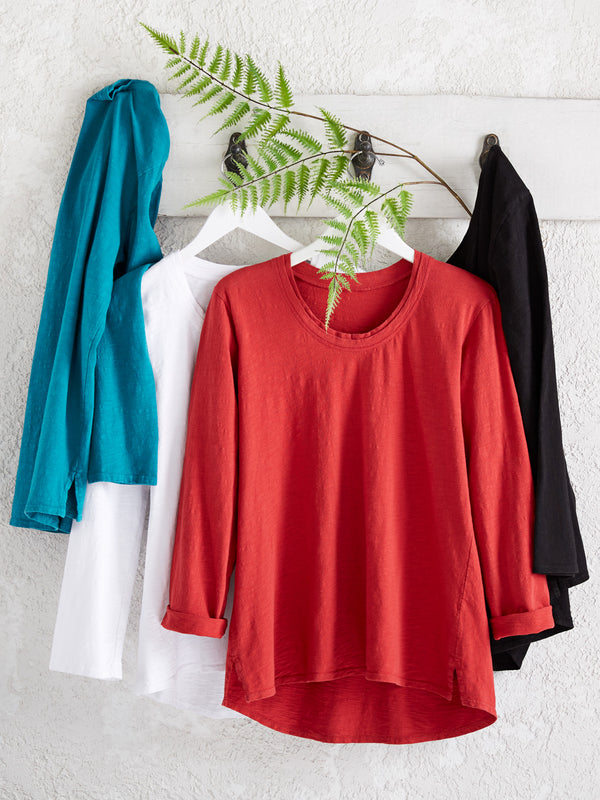 Classic Cotton High-Low Top - Slub Knit Solid FINAL SALE (No Returns)