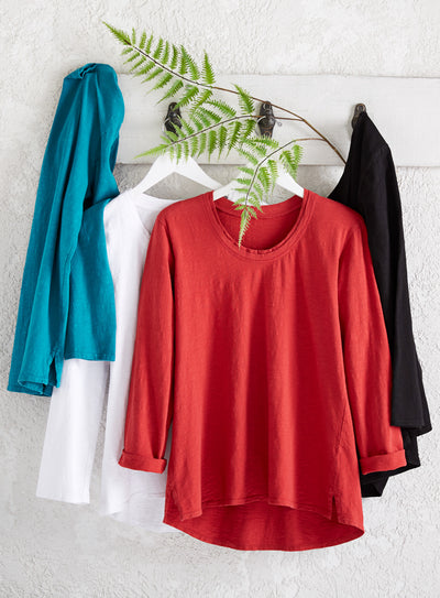 Classic Cotton High-Low Top - Slub Knit Solid FINAL SALE (No Returns)