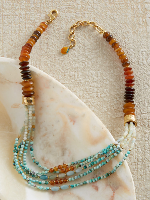 Mitarai Amazonite and Jade Necklace