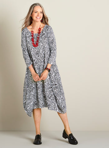 Classic Cotton Tulip Dress - Bebop Print FINAL SALE (No Returns)