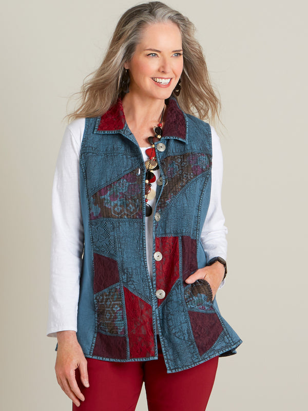 Patchwork Lace Reversible Vest FINAL SALE (No Returns)