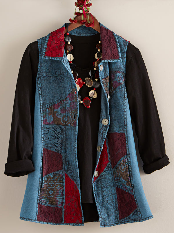 Patchwork Lace Reversible Vest FINAL SALE (No Returns)