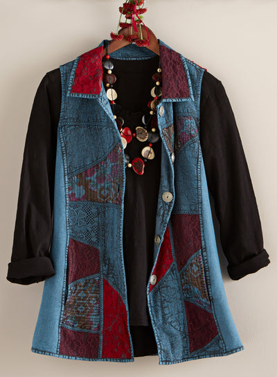 Patchwork Lace Reversible Vest FINAL SALE (No Returns)