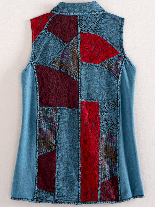 Patchwork Lace Reversible Vest FINAL SALE (No Returns)