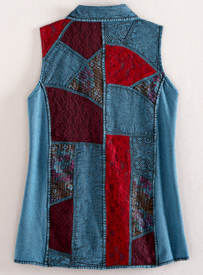 Patchwork Lace Reversible Vest FINAL SALE (No Returns)