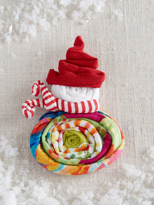 Fabric Snowman Magnetic Pin/Pendant Necklace