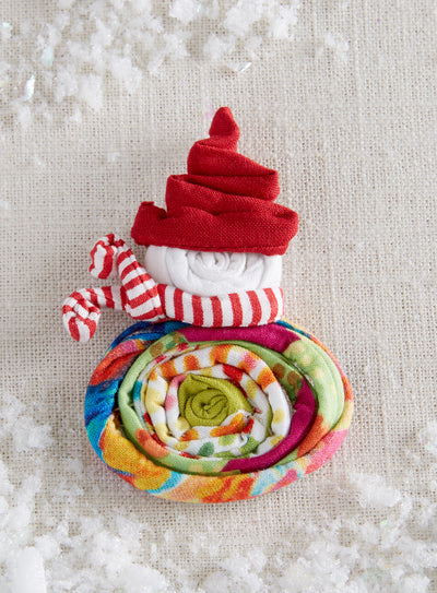 Fabric Snowman Magnetic Pin/Pendant Necklace