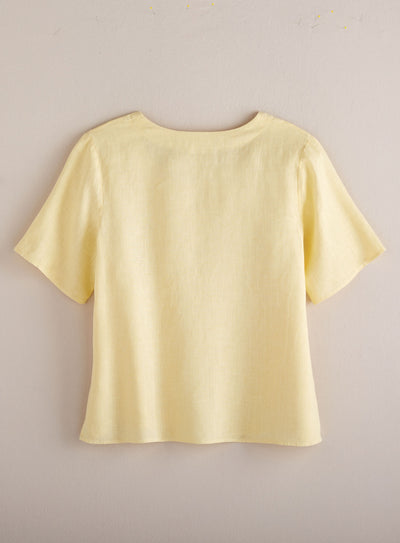 Diamond Button Linen Blouse FINAL SALE (No Returns)
