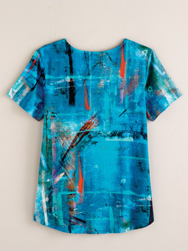 Sea Spray Shirred V-Neck Tee