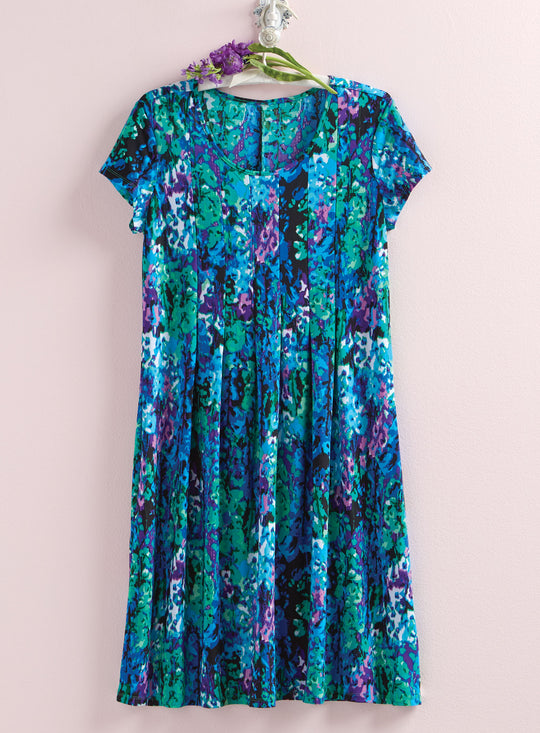 Dance Card Pin Tuck Dress - Water Garden