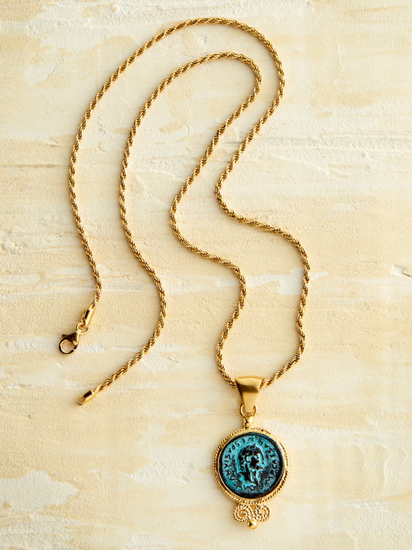 Bronze Caesar Coin Necklace