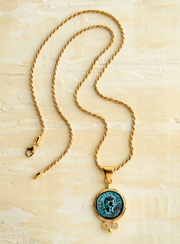 Bronze Caesar Coin Necklace