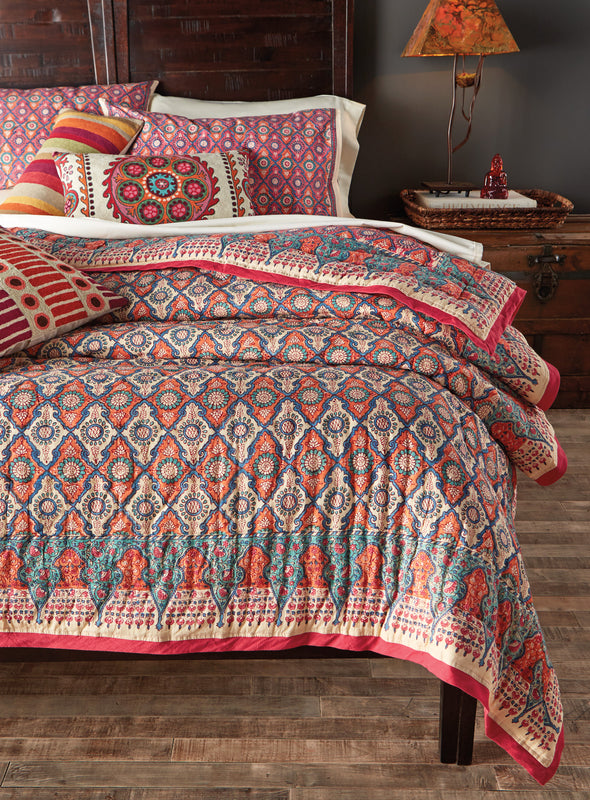 Lotus Blossom Block-print Bedding
