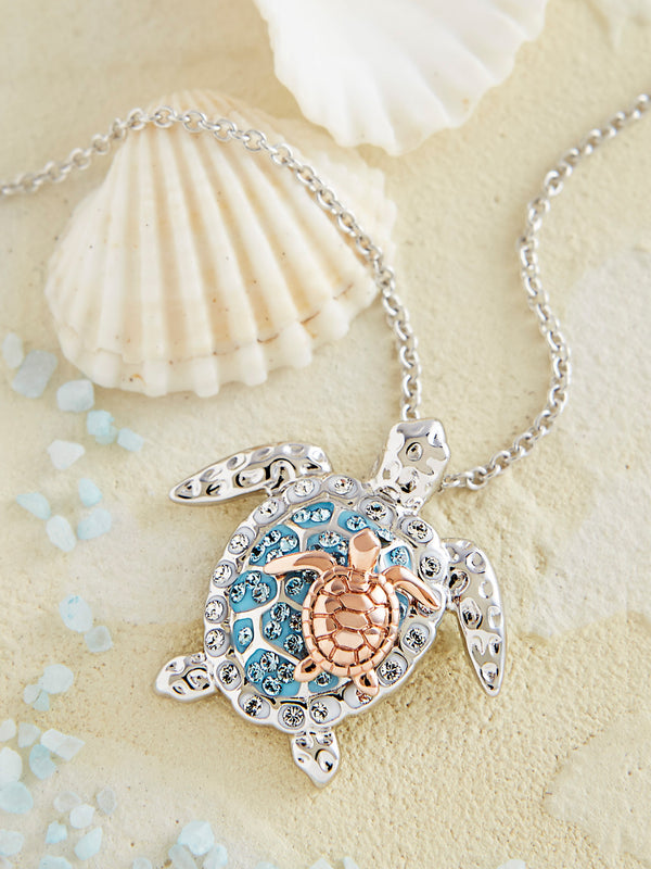 Mother and Child Turtle Necklace