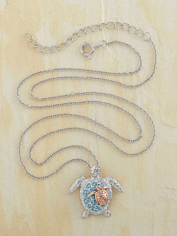 Mother and Child Turtle Necklace