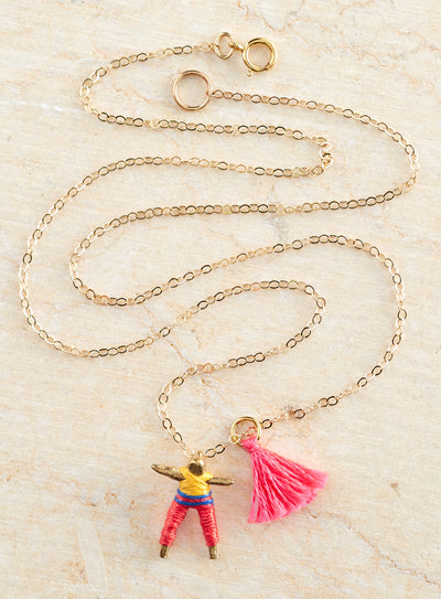Guatemalan Worry Doll Necklace