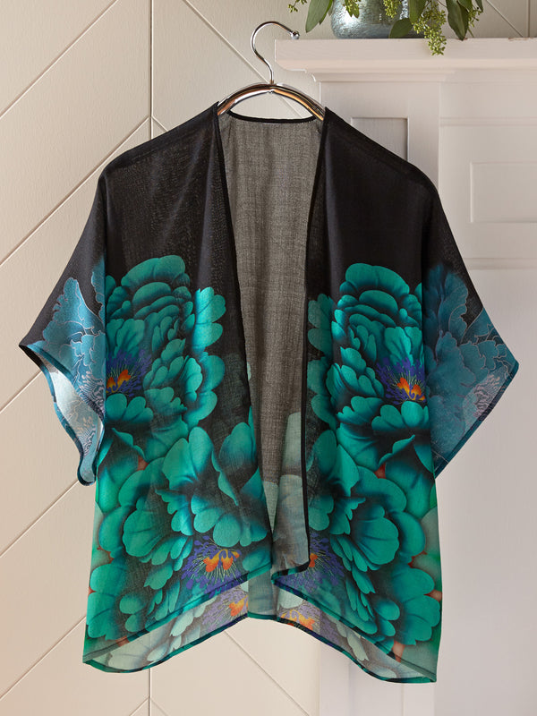 Blue Peony Kimono Jacket