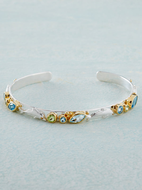 Dolphin Gemstone Cuff Bracelet