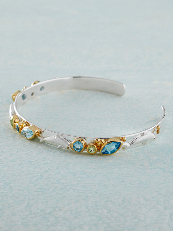 Dolphin Gemstone Cuff Bracelet