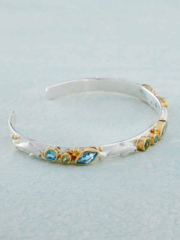 Dolphin Gemstone Cuff Bracelet