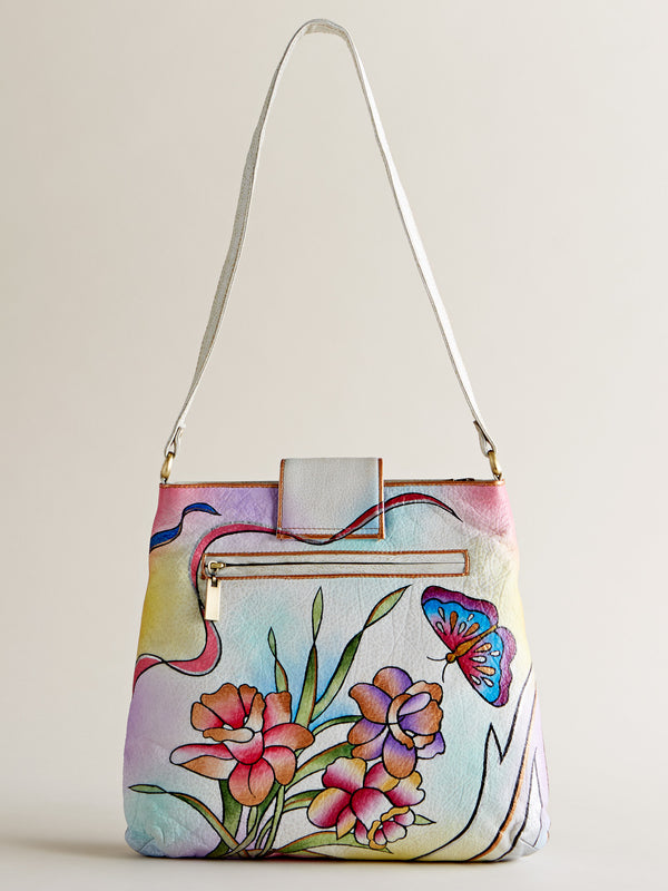 Hand-painted Blooms Leather Bag FINAL SALE (No Returns)