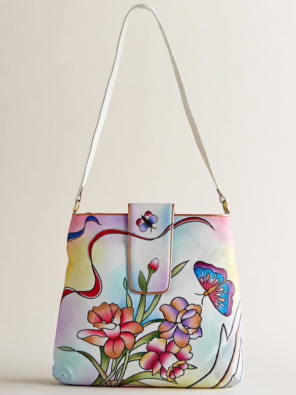 Hand-painted Blooms Leather Bag FINAL SALE (No Returns)