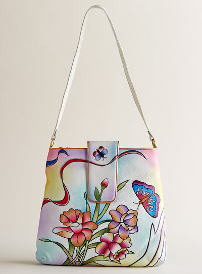 Hand-painted Blooms Leather Bag FINAL SALE (No Returns)