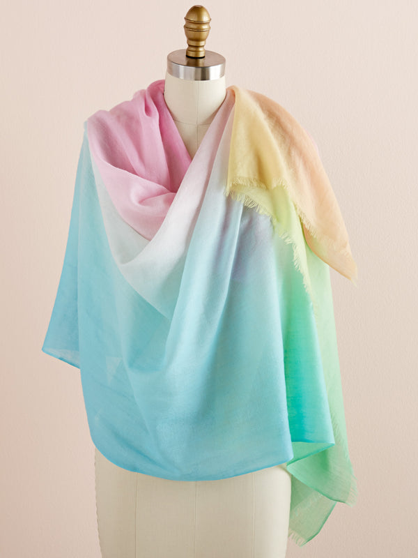 Pastel Rainbow Wool Scarf