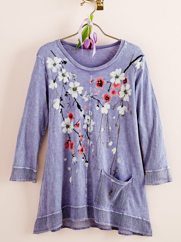 Cherry Blossom Mesh Trim Tunic