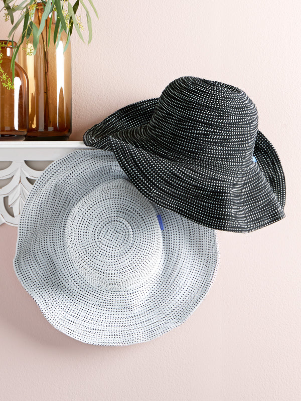 Pintuck Polka Dot Sun Hat