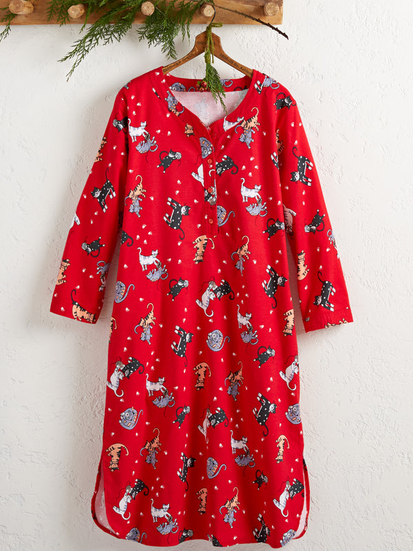 Cat Nap Flannel Nightshirt FINAL SALE (No Returns)