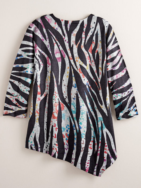 Rainbow Zebra V-Neck Top