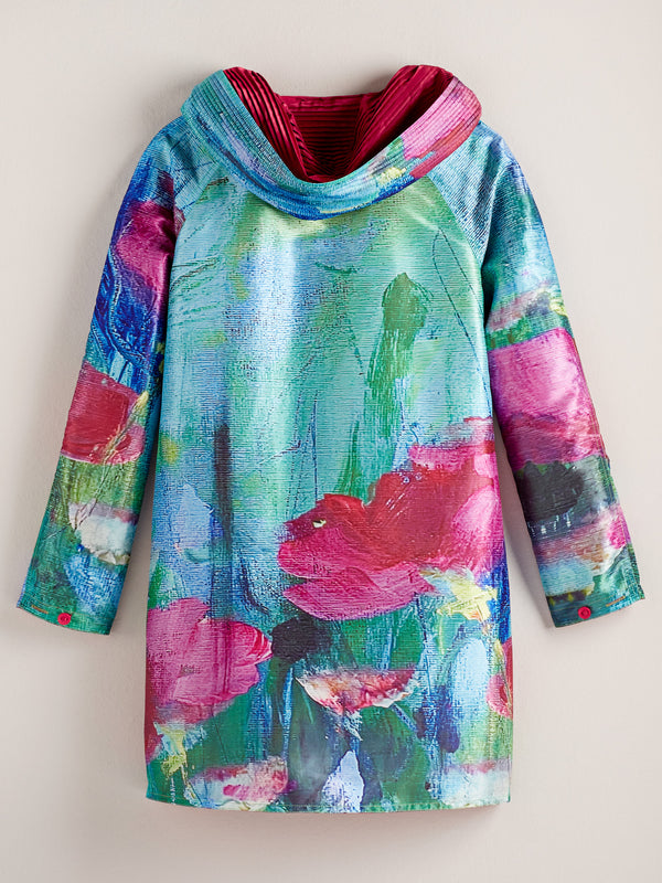 Lily Pond Reversible Pleated Raincoat