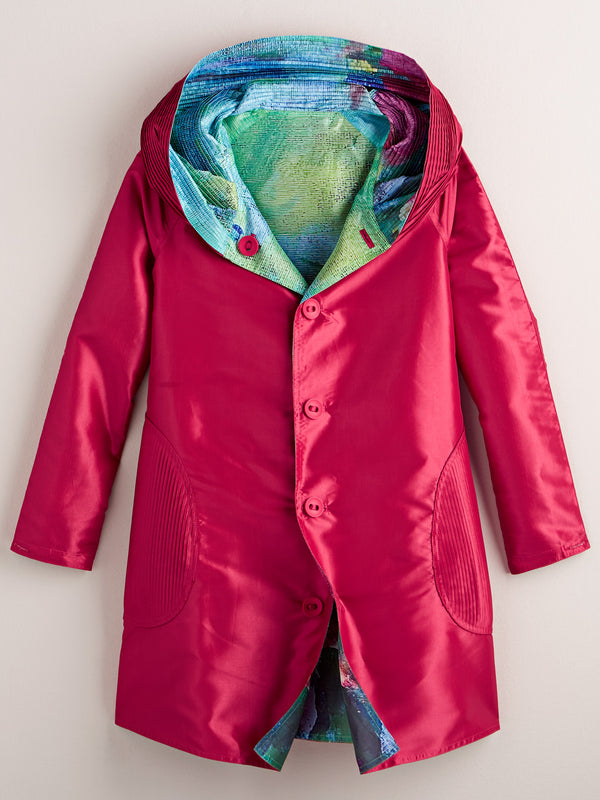 Lily Pond Reversible Pleated Raincoat
