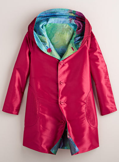 Lily Pond Reversible Pleated Raincoat