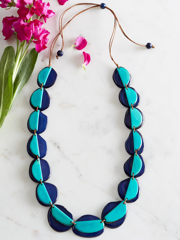 Cool Blue Layered Tagua Necklace