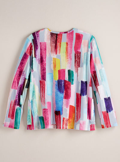 Brushstrokes Button Top FINAL SALE (No Returns)