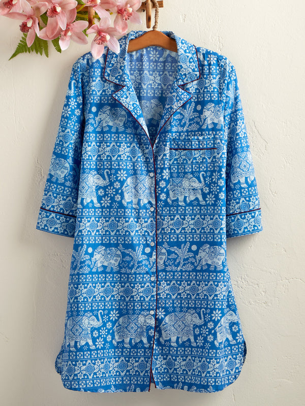 Pachyderm Parade Cotton Nightshirt FINAL SALE (No Returns)