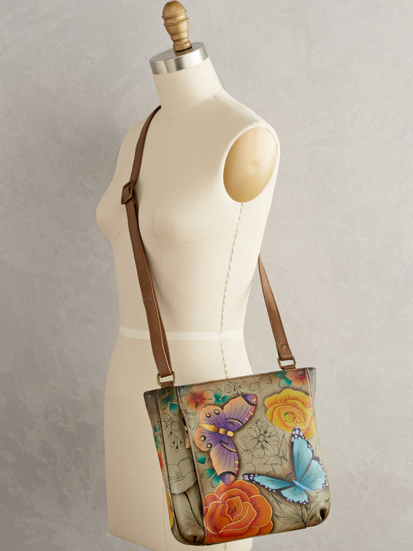 Butterfly Sketchbook Hand-painted Crossbody Tote