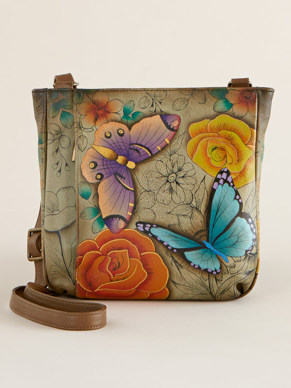 Butterfly Sketchbook Hand-painted Crossbody Tote