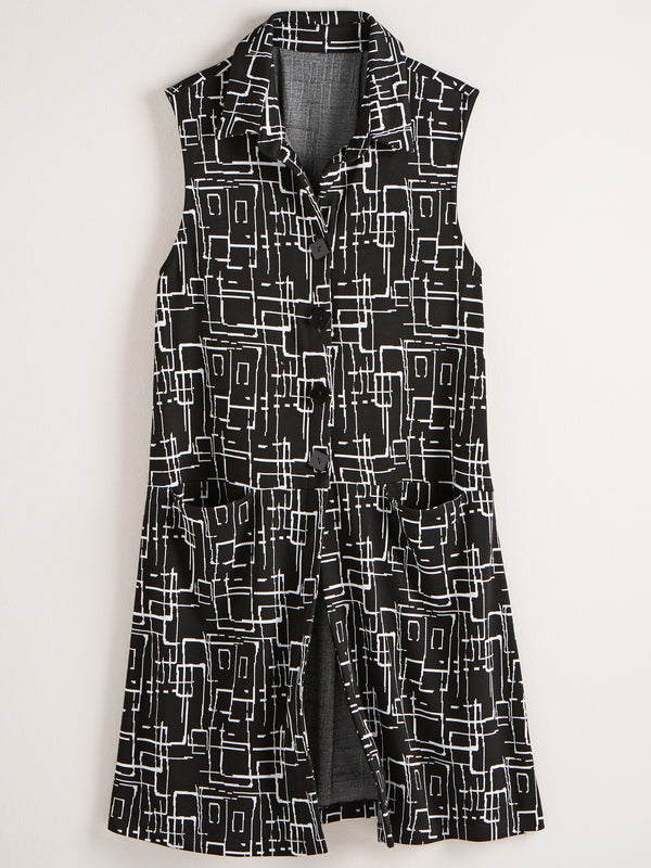 Chalk Drawing Long Vest FINAL SALE (No Returns)