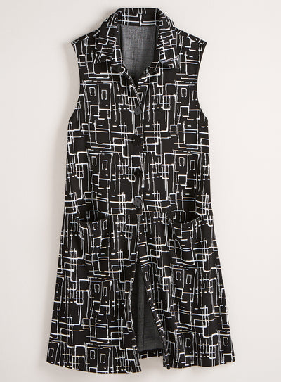 Chalk Drawing Long Vest FINAL SALE (No Returns)