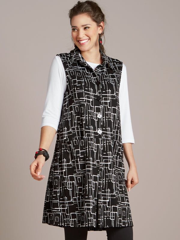 Chalk Drawing Long Vest FINAL SALE (No Returns)