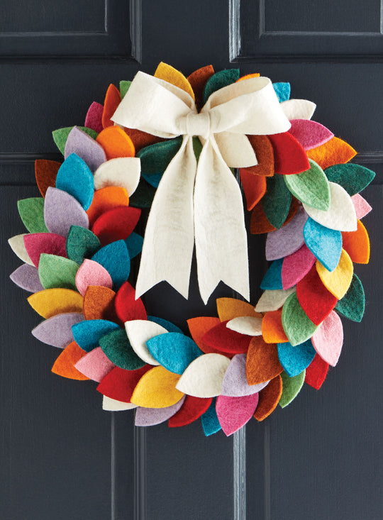 Rainbow Harmony Hand-felted Wreath FINAL SALE (No Returns)