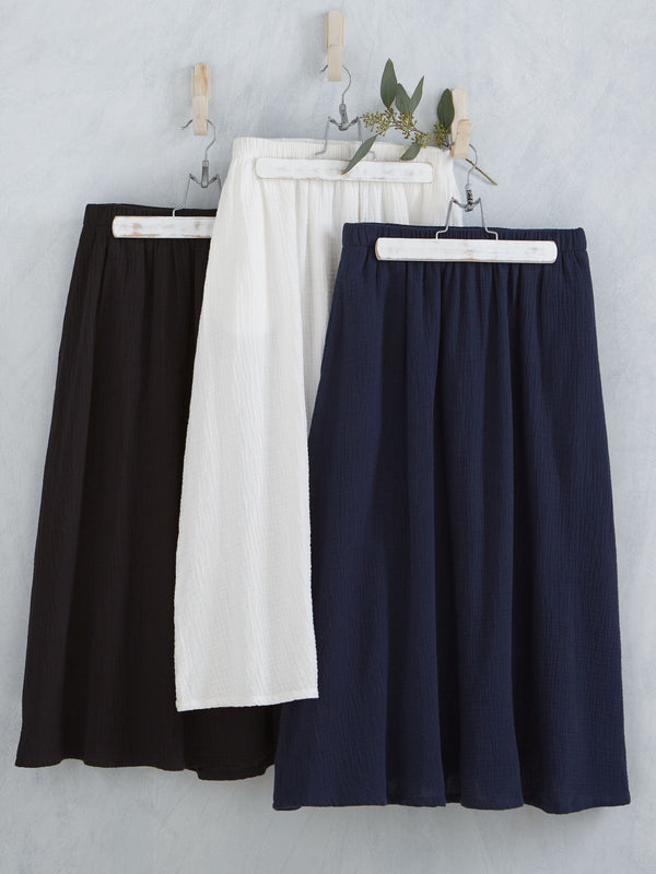 Cotton Ripple Pocket Midi Skirt | Petalura