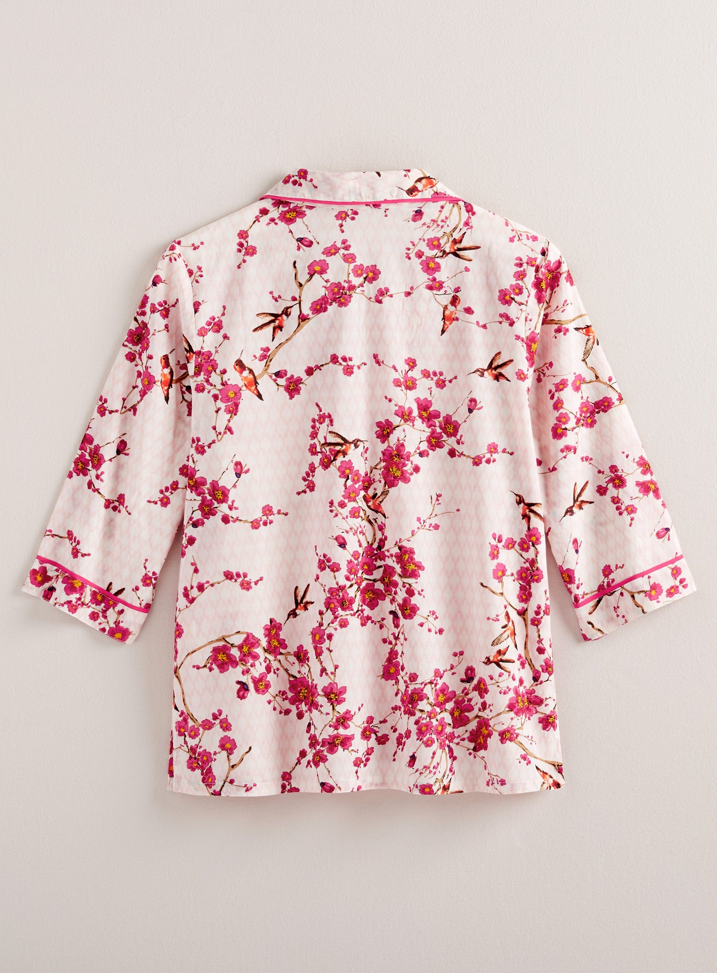 Ella Simone Hummingbird and Cherry Blossom Print Nightgown