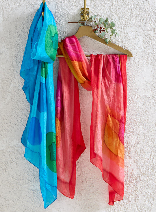 Colorfield Hand-Printed Silk Scarf