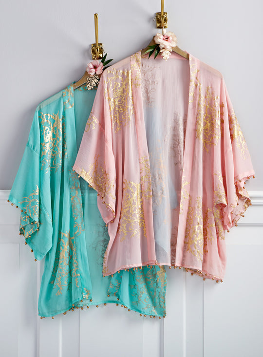 Gold Coral Short Kimono Topper